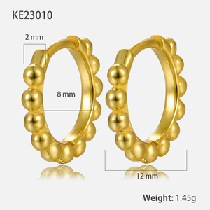 Polished 925 sterling silver golden bubble hoop earrings with 8mm inner diameter