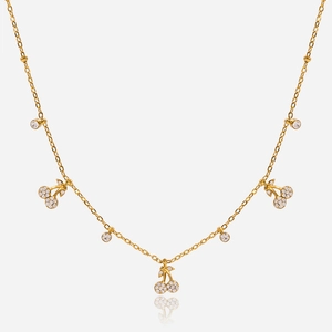 Collana classica in acciaio inossidabile placcato oro 18 carati con ciondoli a ciliegia