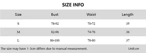Detailed size chart for lace camisole including bust waist and length in centimeters