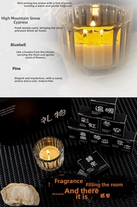 Detailed view of scented candle gift set with textured glass jars and black themed boxes