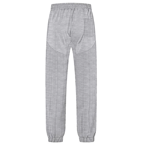 Men's casual grey jogger pants with elastic waist and back pocket on white background