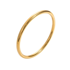 Minimalist 18K gold plated stainless steel slim ring with high polished finish
