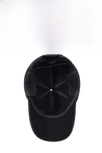 Detail of winter baseball cap with thick warm lining and foldable ear flaps for cold weather