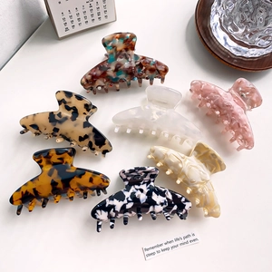 Large Hair Claw Clips Acetate Leopard Tortoise Pattern Marble Elegant Korean Style Shark Hairclip Women Accessories