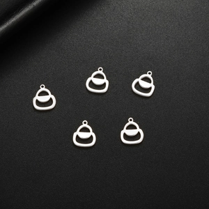 Five silver stainless steel hollow handbag-shaped pendants for jewelry making accessories