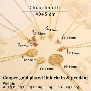 Detailed size chart for eagle and hummingbird gold plated copper pendant necklaces