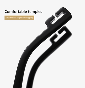 Detail of glossy black anti-slip glasses temples with comfortable open-hole structure