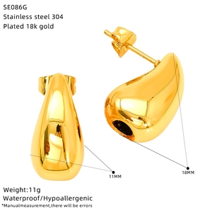 Détails techniques des boucles d'oreilles goutte en acier inoxydable plaqué or 18k