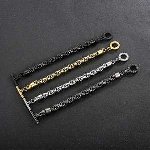 Bracelets pour hommes en acier titane avec boucle OT tête de mort, coloris or, argent et noir