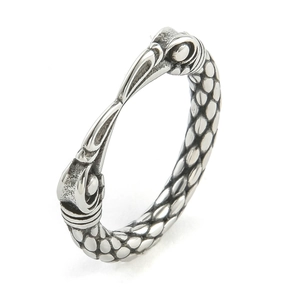 Vintage punk silver eagle claw ring with double-headed raven design and scale textures