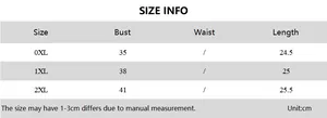 Detailed size chart for plus size slim fit crop tops with bust and length in centimeters