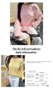 Detail view of pink and yellow cable knit acrylic sweaters with textured stitch patterns