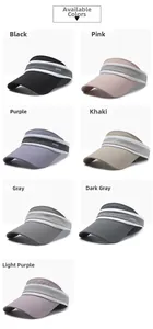 Detailed grid view showing seven assorted colors of women's breathable sun visor caps