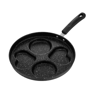 Non-stick four-hole frying pan with maifan stone coating and heat-resistant handle