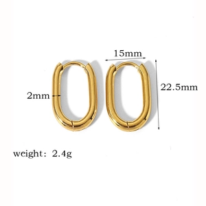 Spécifications de taille pour boucles d'oreilles créoles ovales dorées de 15x22,5mm