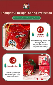 Detail of Christmas gift box with secure buckle design and festive cartoon print