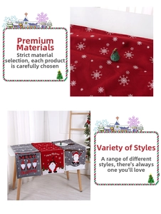 Detail of Christmas table runner set featuring snowflake patterns and festive gnomes