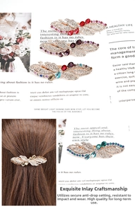 Detail of a large butterfly hair clip with colorful rhinestones and crystal inlay