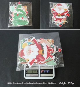 Christmas paper banner showing packaging size 23x24cm and product weight 37.5g