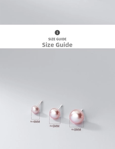 Size guide for 999 silver freshwater pearl earrings showing 4mm 6mm and 8mm diameters