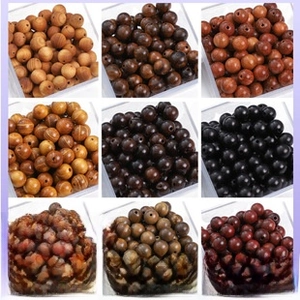 Detailed grid showing natural sandalwood and wenge wood loose beads for DIY jewelry making