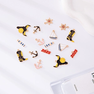 10Pcs nautical and cowboy enamel alloy charms for DIY jewelry earrings making