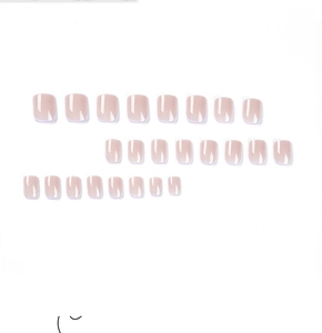 Detailed set of 24 short square press-on nails with classic white French tip finish