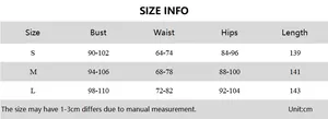 Detailed size measurement chart for knit bodice halter printed maxi dress in centimeters