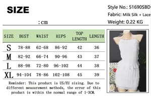 Size chart for ruffle tube top and mini skirt set showing S to XL measurements in cm