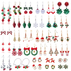 Christmas Earrings Women Alloy Enamel Santa Reindeer Snowflake Xmas Holiday Jewelry Gift With Stainless Steel Earring Post