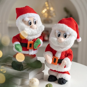 Electric dancing Santa Claus plush dolls in two sizes for festive holiday decoration