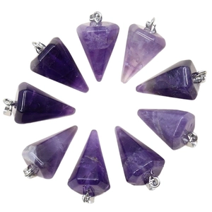 Natural Gemstone Hexagonal Prism Pendants Amethyst And Rose Quartz Healing Point Pendulum For DIY Jewelry Making