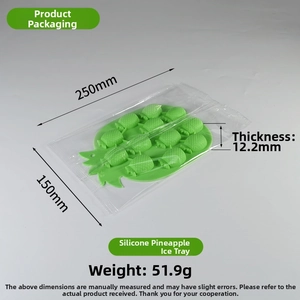 Detail of green pineapple silicone ice mold with dimensions 250x150mm and 12.2mm thickness