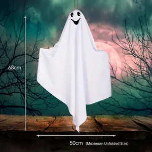 Halloween 68cm white ghost hanging decoration for spooky outdoor porch and garden atmosphere