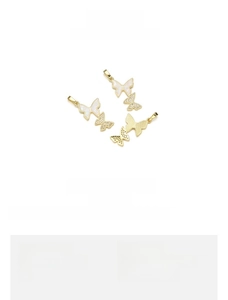 Detail of 18K gold plated butterfly pendant with pink opal and white zircon stones