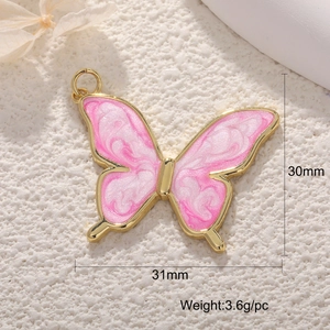 Rosa Schmetterling-Anhänger mit Vergoldung, 31mm x 30mm für DIY-Schmuckherstellung