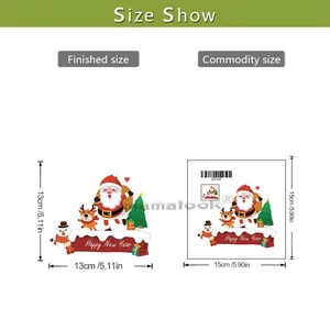 Detailed size chart for Christmas switch wall stickers showing 15x15cm layout dimensions