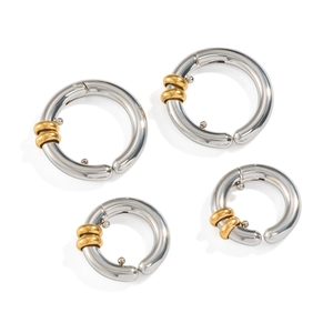 Boucles d'oreilles créoles bicolores en acier inoxydable plaqué or 18K pour femme