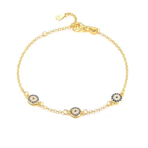 Evil Eye Bracelet 925 Sterling Silver Inlaid Zircon Adjustable Chain Fashion Jewelry For Women Summer Style