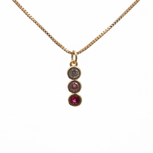 18K gold plated snake chain necklace with round white pink and red zircon stones