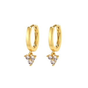 Gold Plated Copper Hoop Drop Earrings With AAA Zircon And Artificial Pearl Heart Leaf Butterfly Mexican Style Jewelry For Women
