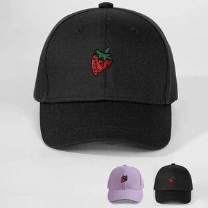 Kids Baseball Cap Cotton Strawberry Embroidery Adjustable Sun Hat Casual Outdoor For Boys Girls
