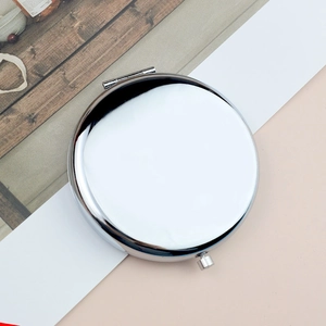 Portable Round Folding Makeup Mirror 304 Stainless Steel Double Sided Pocket Mirror Compact Travel Handheld Metal Purse Mirror For Women