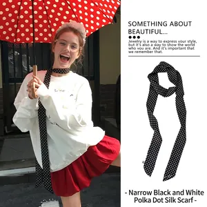 Collier Écharpe À Pois De Style Français Pour Femmes Choker En Tissu Satiné Long Et Étroit Accessoire De Cou Élégant Simple