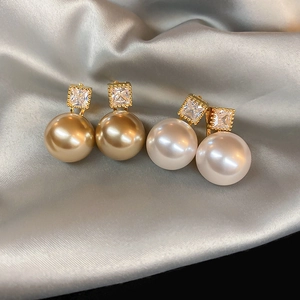 Elegant Retro Geometric Drop Earrings With Square Rhinestone And Artificial Pearl For Women 925 Sterling Silver Earring Post