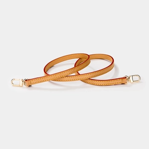 Genuine leather shoulder strap with gold metal swivel clasps and red edge oil finish
