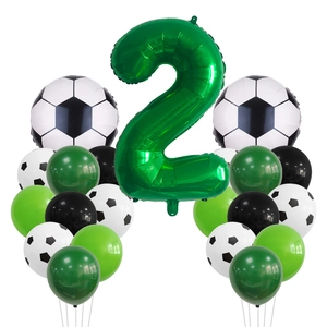 Soccer Birthday Party Balloon Decoration Green Foil Numerical Football Theme Sports Latex Aluminum Foil Celebration