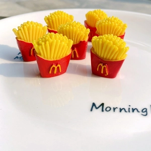 Miniature resin french fries figurines for DIY phone cases and craft decoration