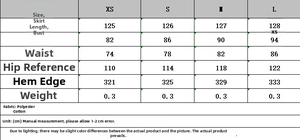 Tableau des tailles détaillé pour robe midi à ceinture incluant poitrine et longueur