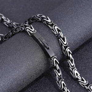 6mm stainless steel Byzantine chain necklace with vintage hip hop weave and secure clasp